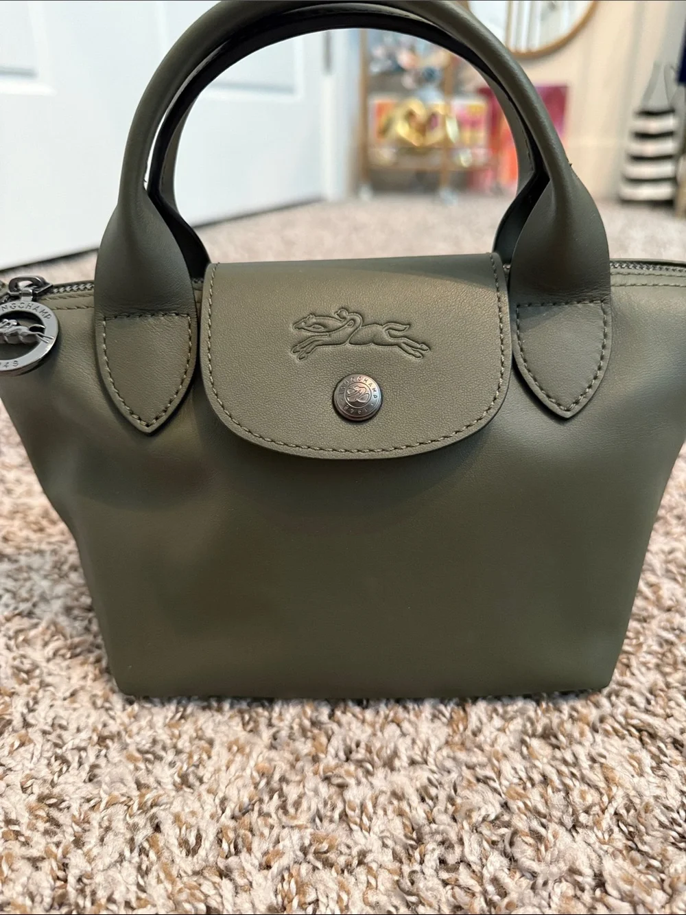 Longchamp Olive Green Mini Le Pliage Xtra Xs Top-Handle Crossbody